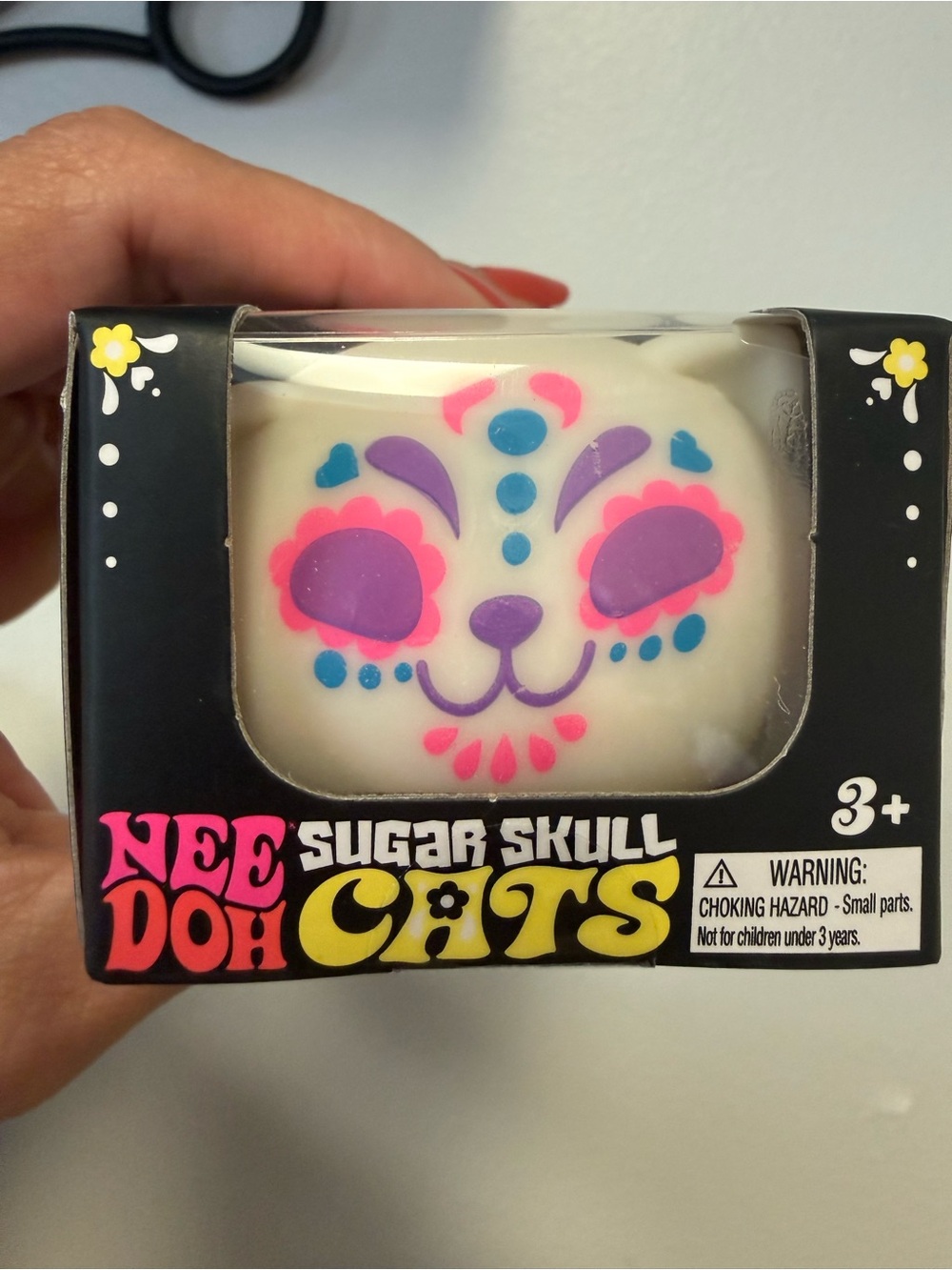 Sugar Skull Cats Needoh Toy - White with Pink & Purple Accents